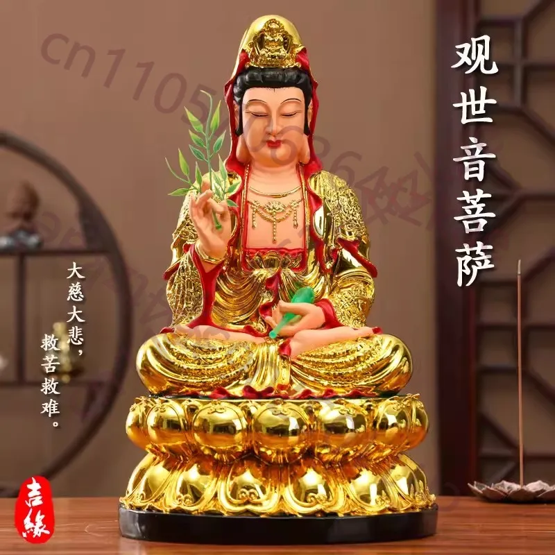 

Handmade Resin Guanyin Buddha Temple, Household Ornaments, Nanhai Guanyin God, 30cm, 11.8 "(H)