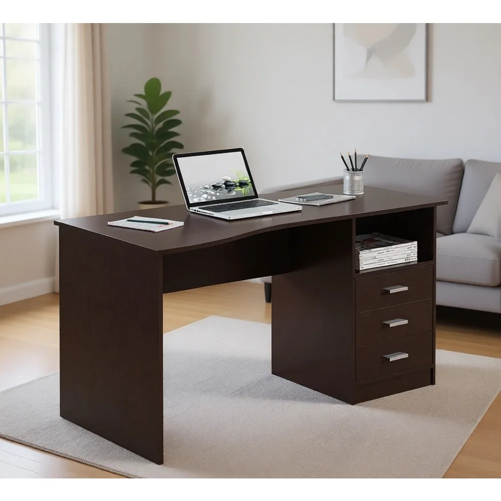 51 Inch Classic Computer Desk with Drawers and Storage | Spacious, Sturdy Desk for Modern Home Office