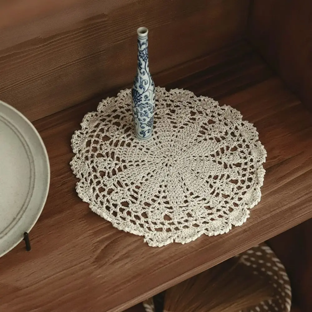 New Round Oval Crochet Doilies Crochet Cotton Beige Cotton Doilies Table Mats