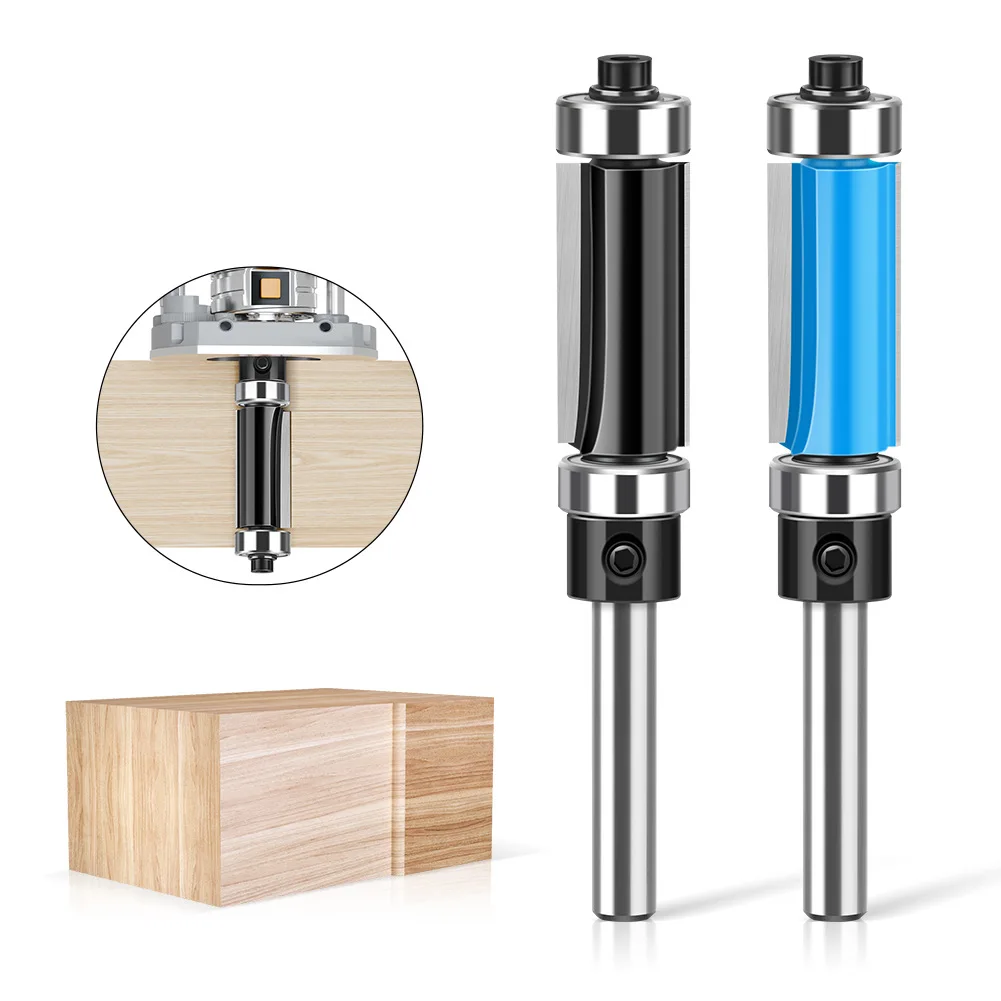 

1 шт., 6 мм, 1/4 дюйма, хвостовик с двойным валом, ремонтный кромкорез, деревообрабатывающий фрезерный станок, торцевая верхняя и нижняя часть подшипника, деревообрабатывающие инструменты