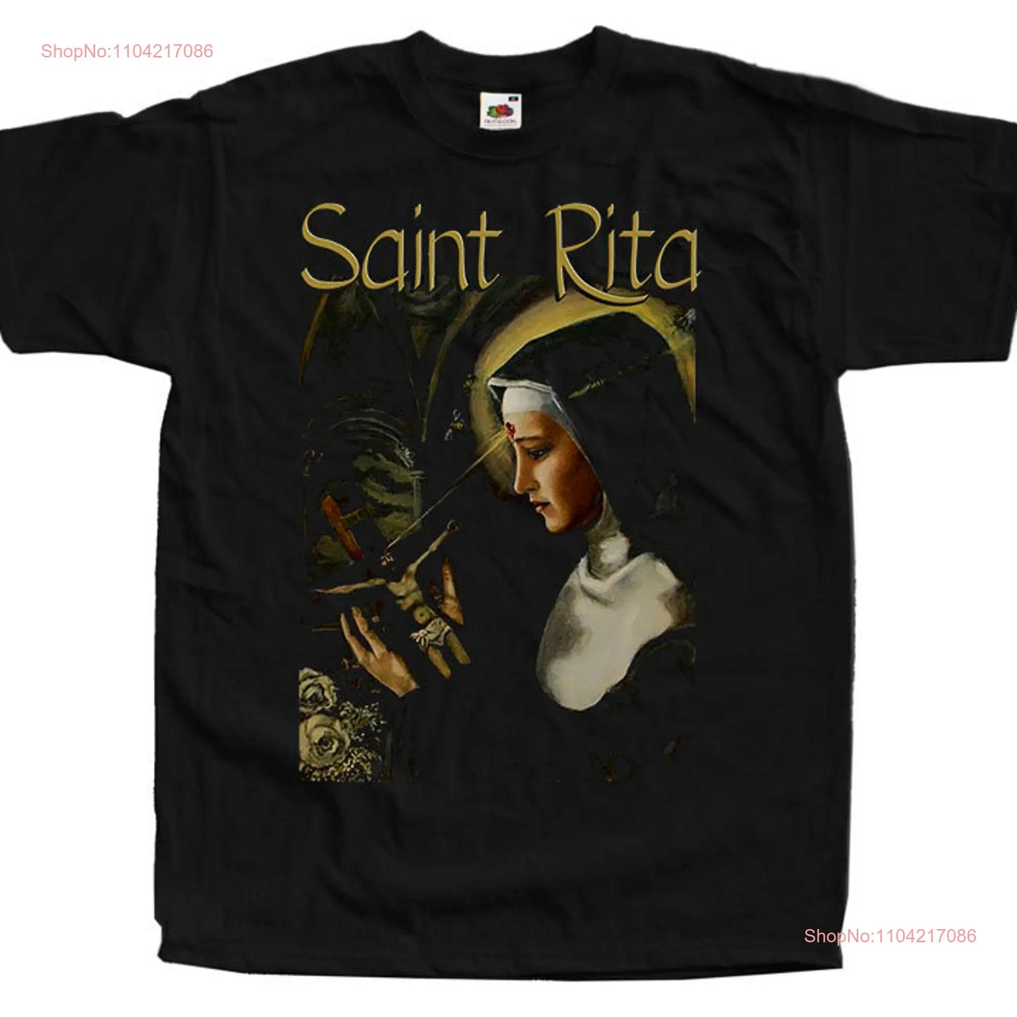 Saint Rita of Cascia V2 T SHIRT Catholic All Sizes S 5XL Natural Vintage Beige long or short sleeves