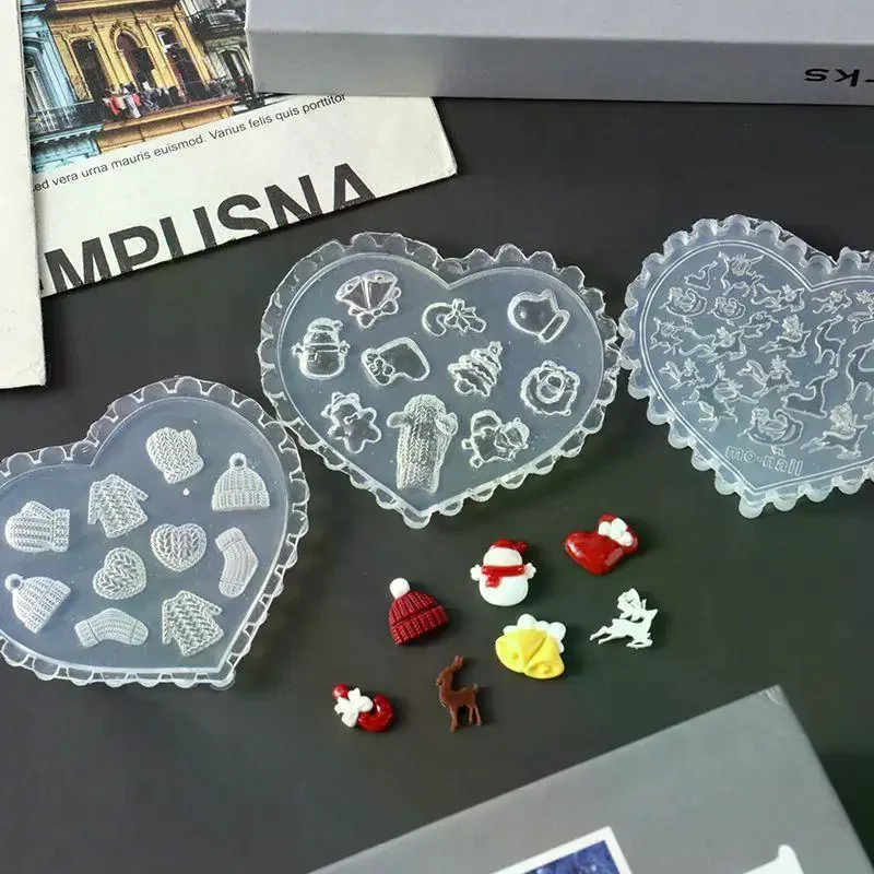 عيد الميلاد ثلج شجرة عيد الميلاد ثلاثية الأبعاد مسمار قالب الأيائل الزنجبيل رجل مسمار الزينة Diy تصميم سيليكون قالب مانيكير مسمار الفن #2