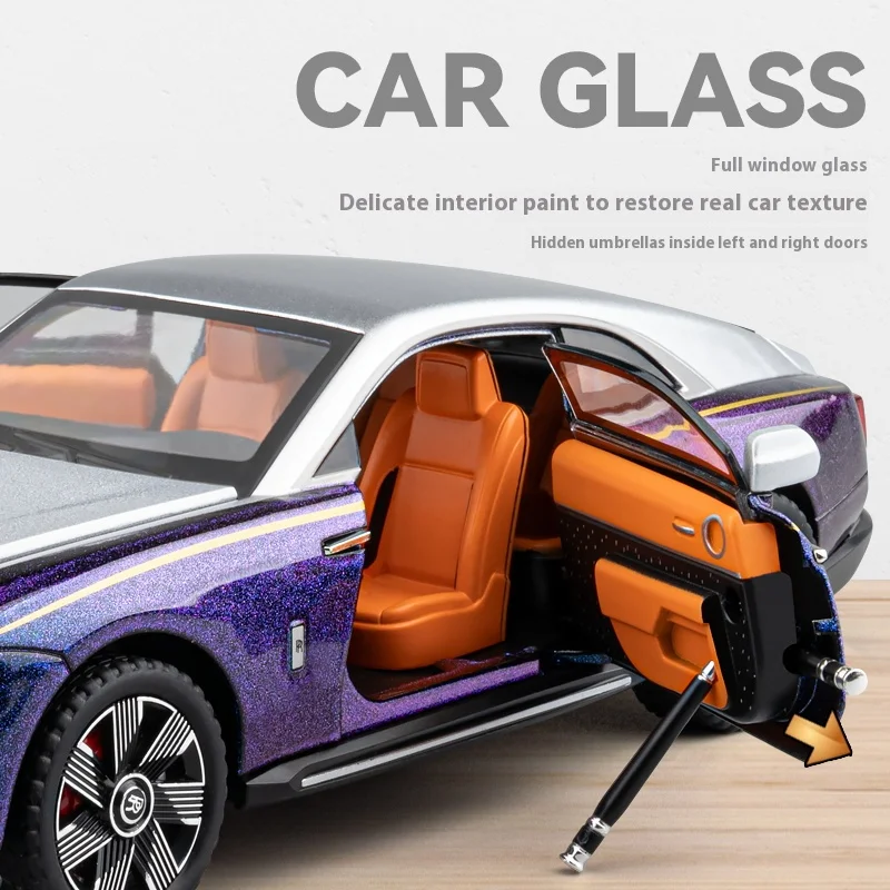 1:24 luxe zakelijke auto legering model speelgoed, gesimuleerd geluid en licht, sterke retourkracht, deuropening in meerdere plaatsen