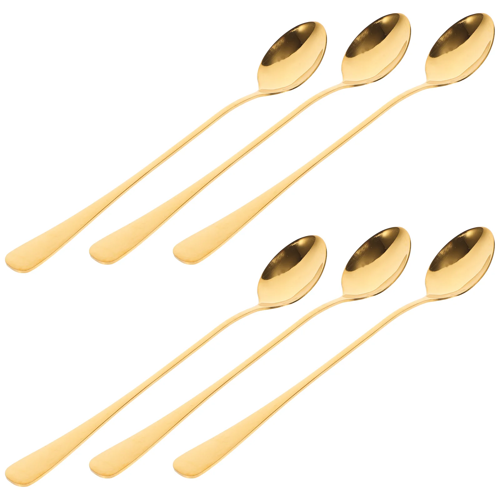 

6pcs Coffee Spoon Long Handle Stainless Steel Iced Drinks Stirring Dessert Color Safe Lightweight Practical