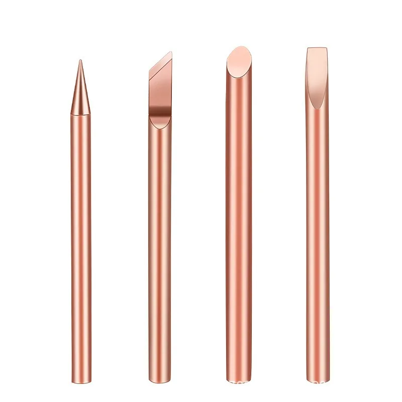 External Heating Soldering Iron Tip, Pure Copper, Lead-Free, Non-Magnetic, 60W, Red Copper Welding Head