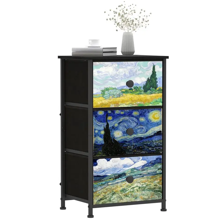 

Комод с 3 ящиками Ван Гога для спальни, узкая тумбочка, маленькие комоды-амперы, комоды для полуприхожей