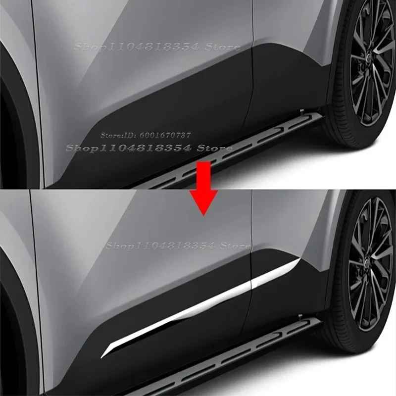 Accesorios exteriores para Toyota CHR C-HR 2024 2025 ABS cromado negro cubierta de carrocería de puerta lateral embellec