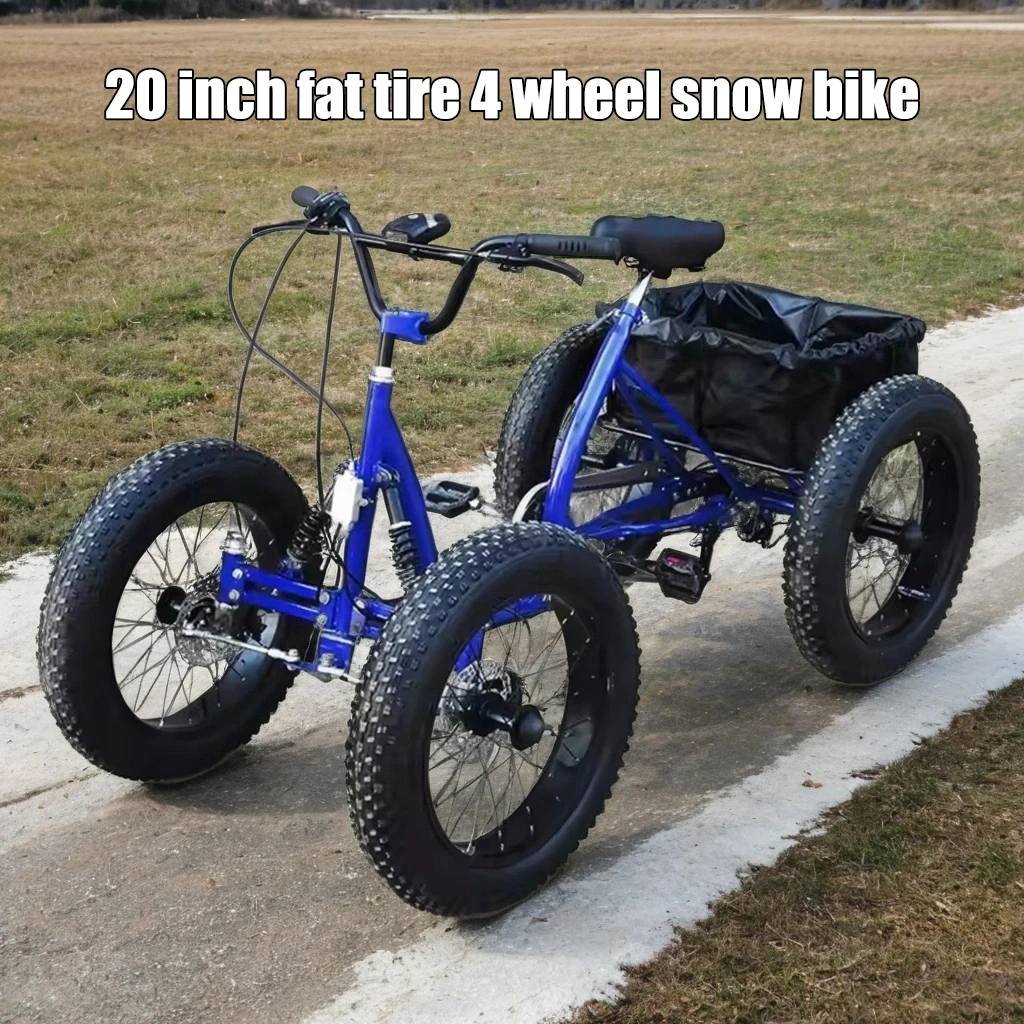 

20inch cargo bike fat tire 4 wheel bicycle pedal four wheeler can be used as cargo for city travel with storage basket bicicleta
