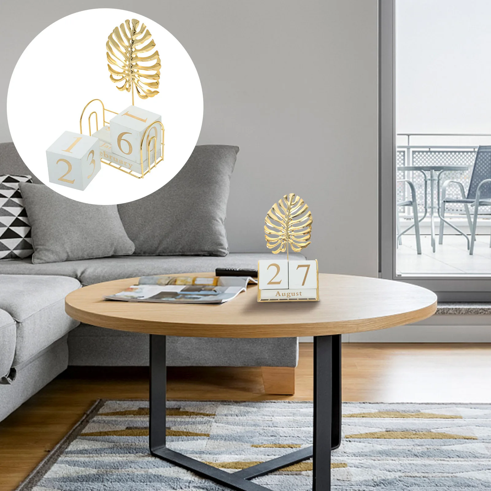 

1Set Wooden Square Turtle Shell Leaf Calendar Perpetual Desktop Decoration Creative DIY Date Month Week Display Block Ornament