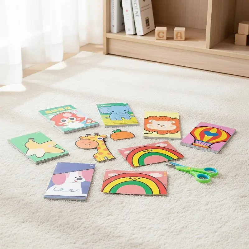 Handmade Paper Cuttings Interesting Origami Suit Dinosaur/Mushroom Patterns Including Scissors Parent-child Interactive Toys