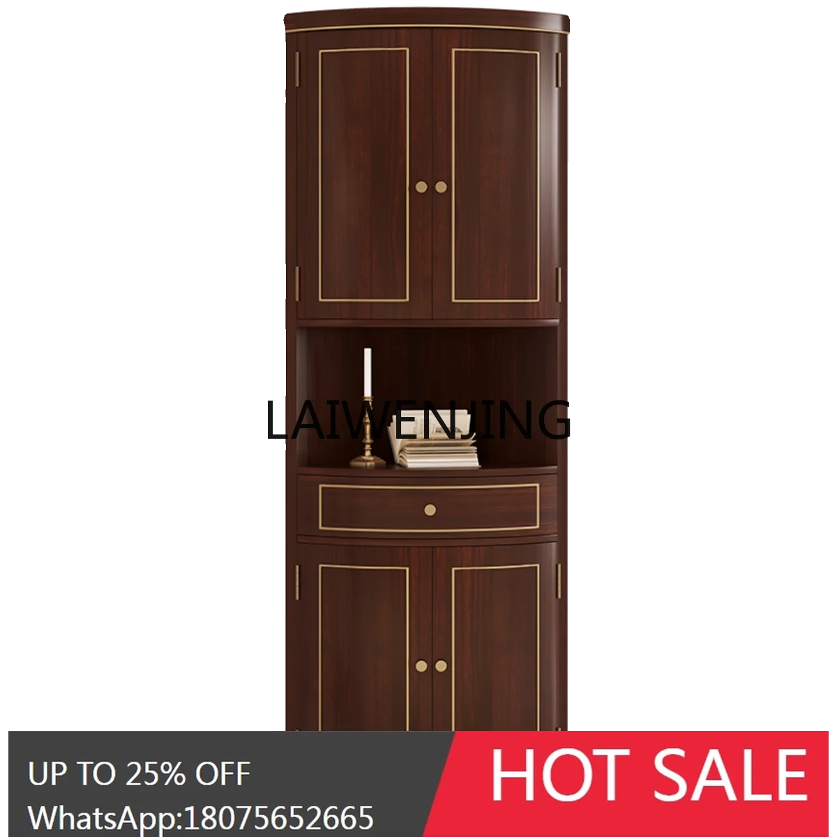 solid wood triangular corner cabinet dining side semi-round tea cabinet storage rack