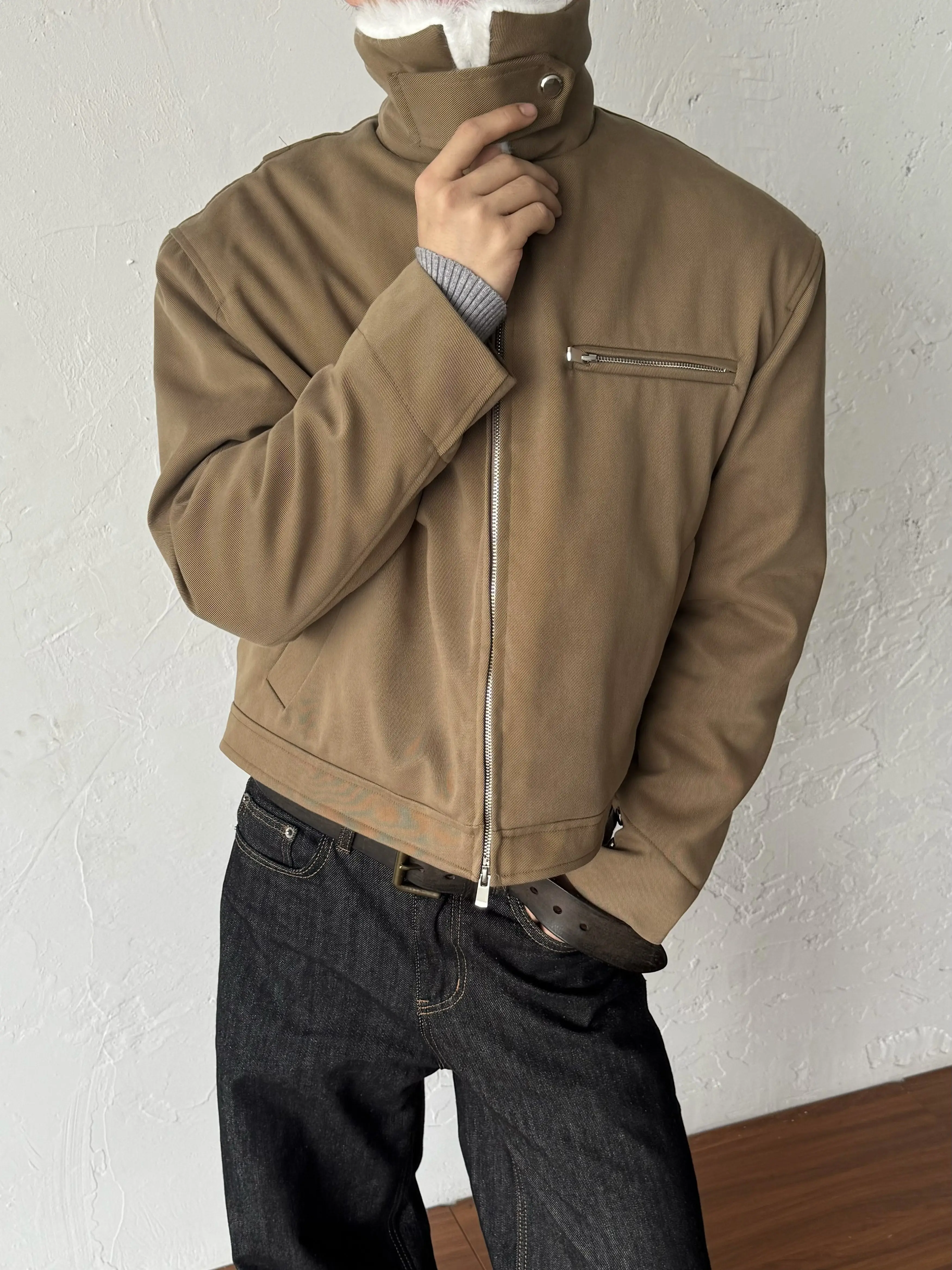 

Thickened Short Cotton Jacket with Collar for Men And Women Mountain Eagle Design Casual Warm Polyester Fiber Filled Coat