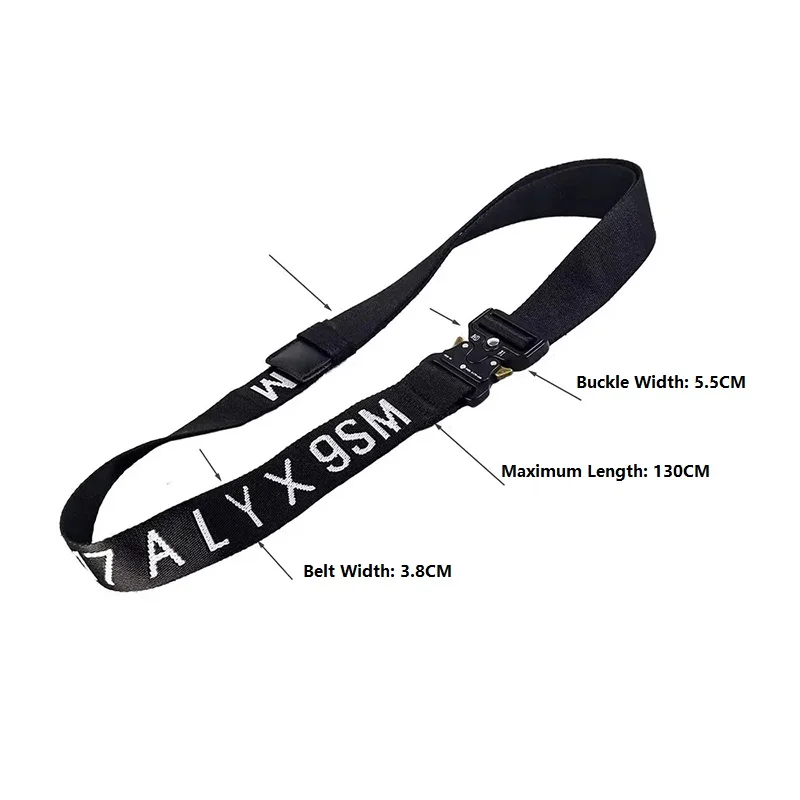 Hiphop Street 1017 ALYX 9SM Belt Unisex Metal Buckle Black Ribbon