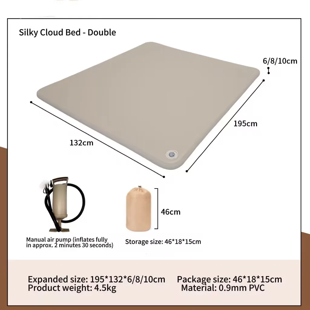 STLF WJW Silky Cloud Bed - Opblaasbaar matras met handmatige pomp voor kamperen, auto en thuis