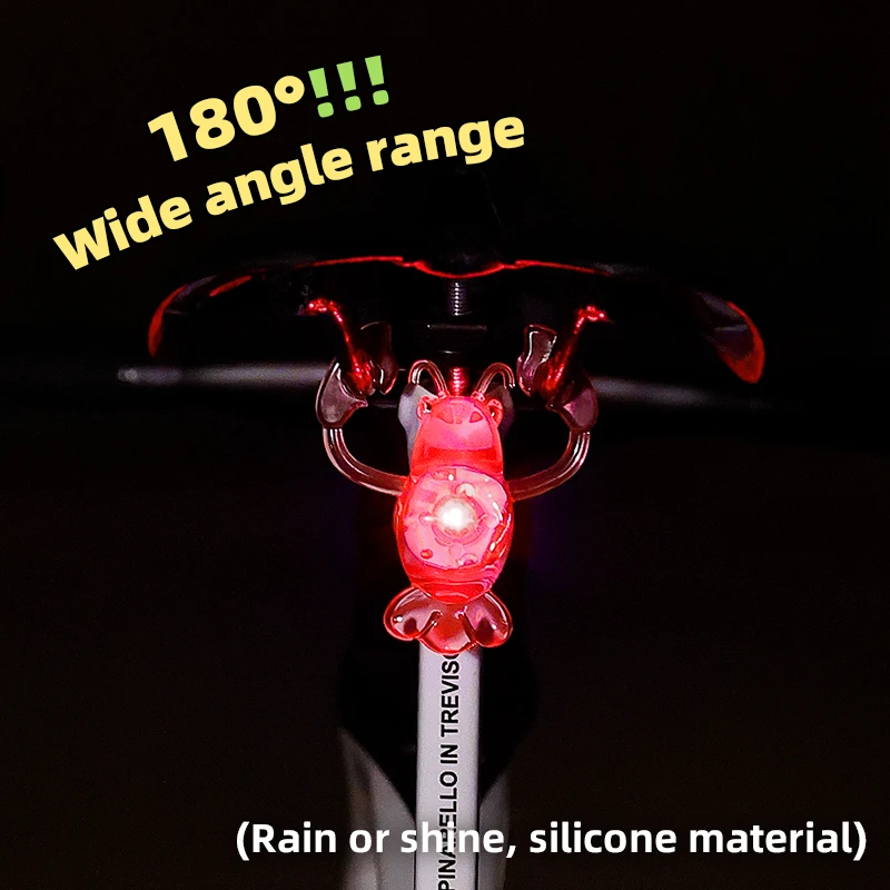 ESLNF Waterproof Cute Creative Crayfish Children Bicycle Taillight Rear Bike Light LED Rear Light for Bicycle Bicycle Tail Light