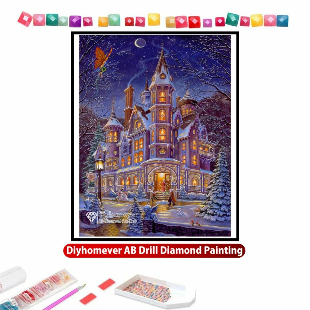 

Winter Magic Elf Castle 5D DIY AB Diamond Painting Embroidery Randal Spangler Cross Stitch Mosaic Picture Handicraft Home Decor