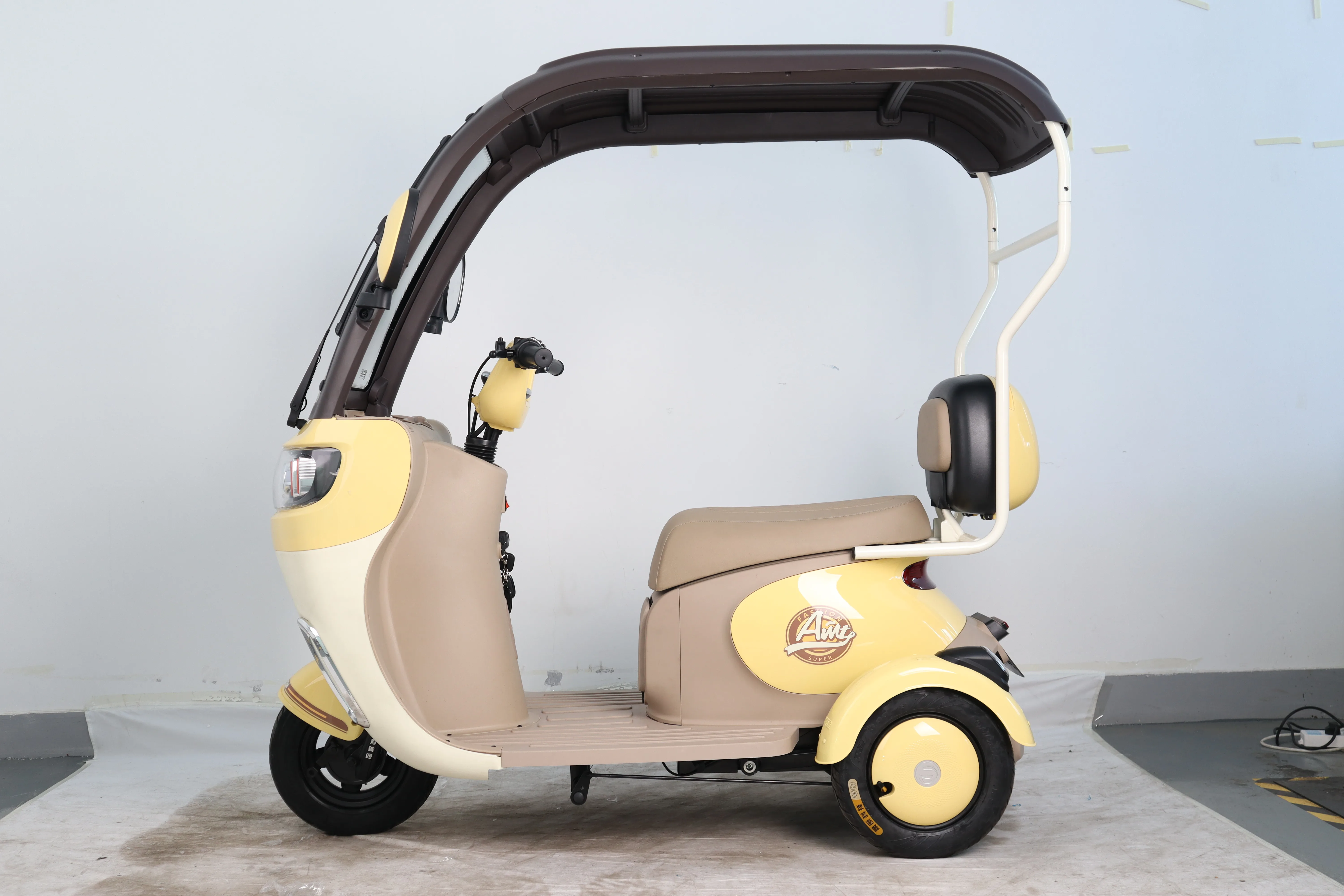 دراجة ثلاثية العجلات ترفيهية للبالغين مع محرك قوي، دراجة ثلاثية العجلات كهربائية للطاقة الخضراء للرحلات القصيرة، إطار سميك، نوع الجسم المفتوح