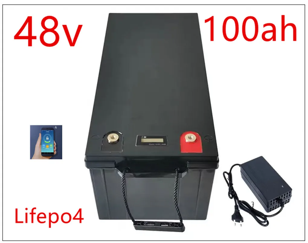 

lithium 48v 100AH lifepo4 battery with BMS for tricycle golf cart inverter Solar energy storage scooter +58.4V 10A charger