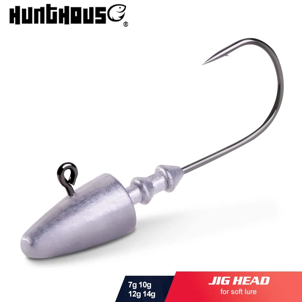 Hunthouse 7g 10g 12g 14g Fishing Jigging Hook Soft Lure Screw Head Jig Head For Big Shad Fishing Tool Fishing Tackle Equipment