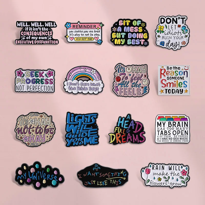 Be The Reason Someone Smiles Today Creative Letters Quotes Cartoon Rainbow Flowers Lapel Badges Backpack Jewelry Gifts For Kids