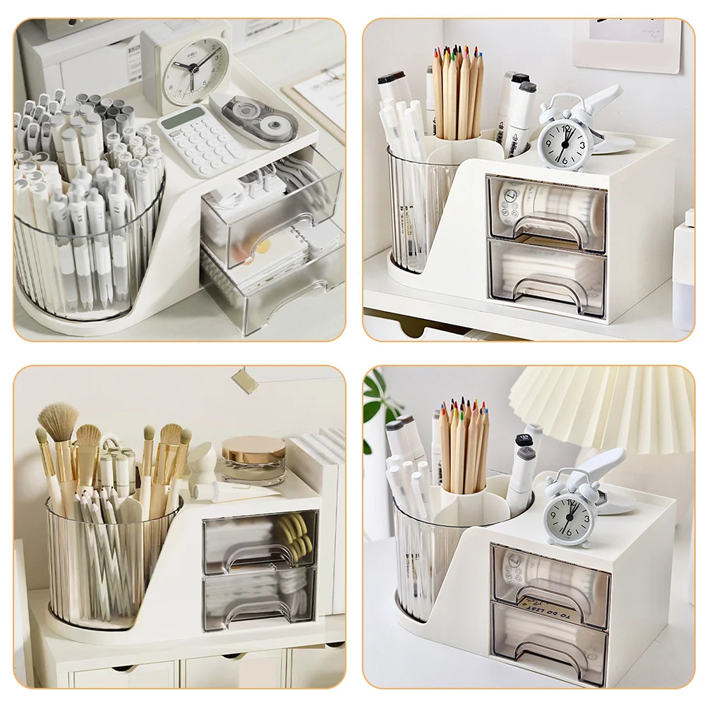 

Rotating Desk Organizer Drawer Sturdy PP Pet Desktop Storage Drawer Box Office Supplies Organizer File Holder for Study Kitchen