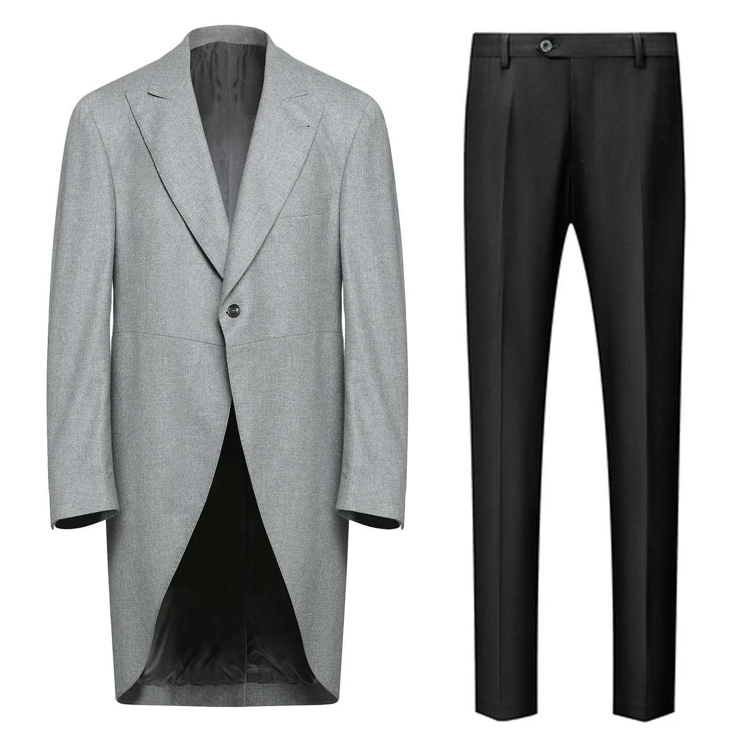 

Men's One Button Tailcoat 2-Piece Suit Long Tuxedo Jacket Pants Prom Party Dinner