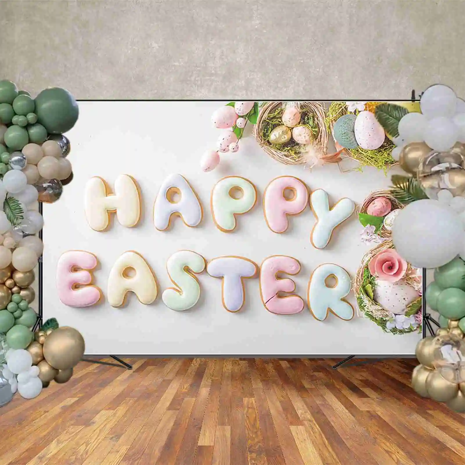MOON.QG 2025 عيد الفصح خلفية التصوير الفوتوغرافي الأرنب أرنب البيض حديقة زهرة الغابات خلفية الأطفال حفلة استوديو التصوير الفوتوغرافي