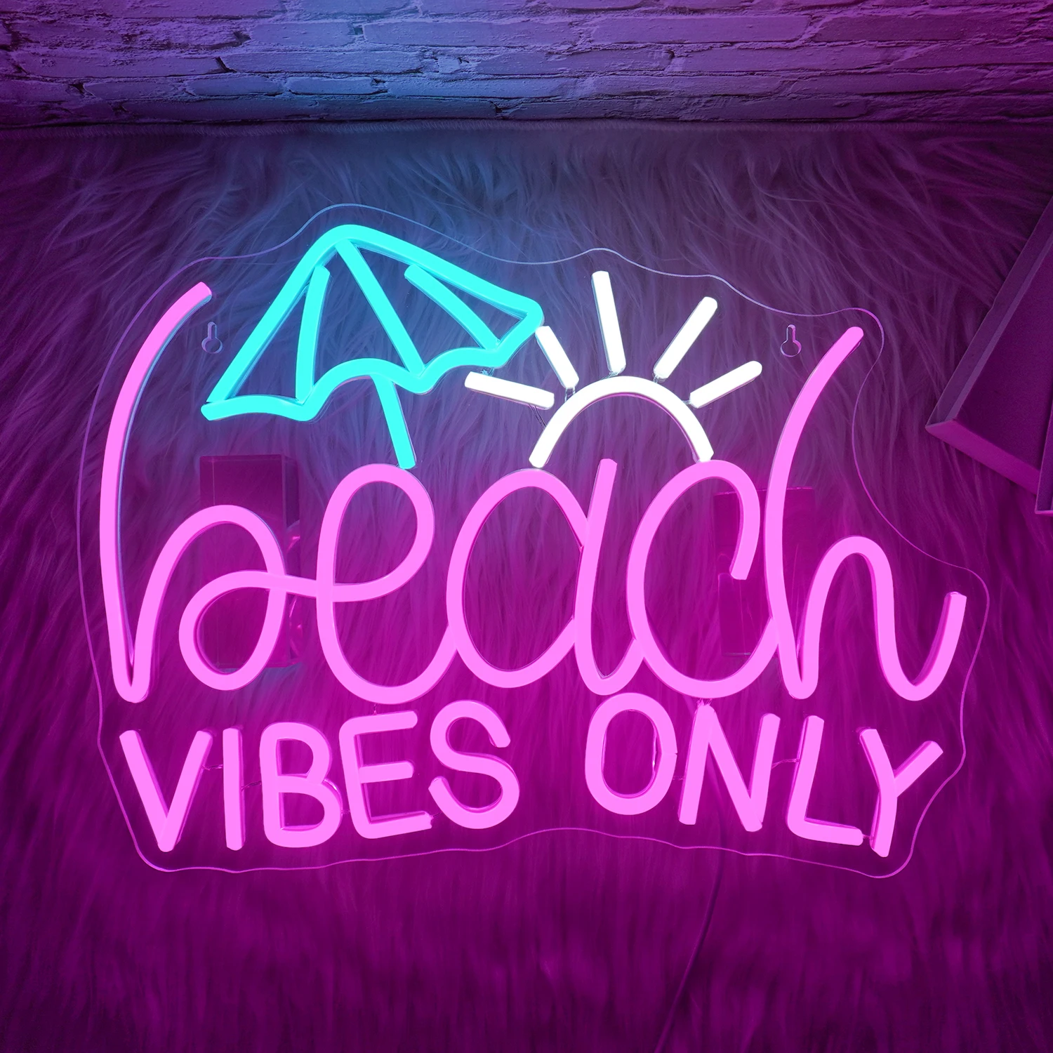 

Beach Vibes Only Neon Sign LED Neon Signs Wall Decor USB Powered Home Light Up signs For Bar Beach Party Home Dimmable Logo