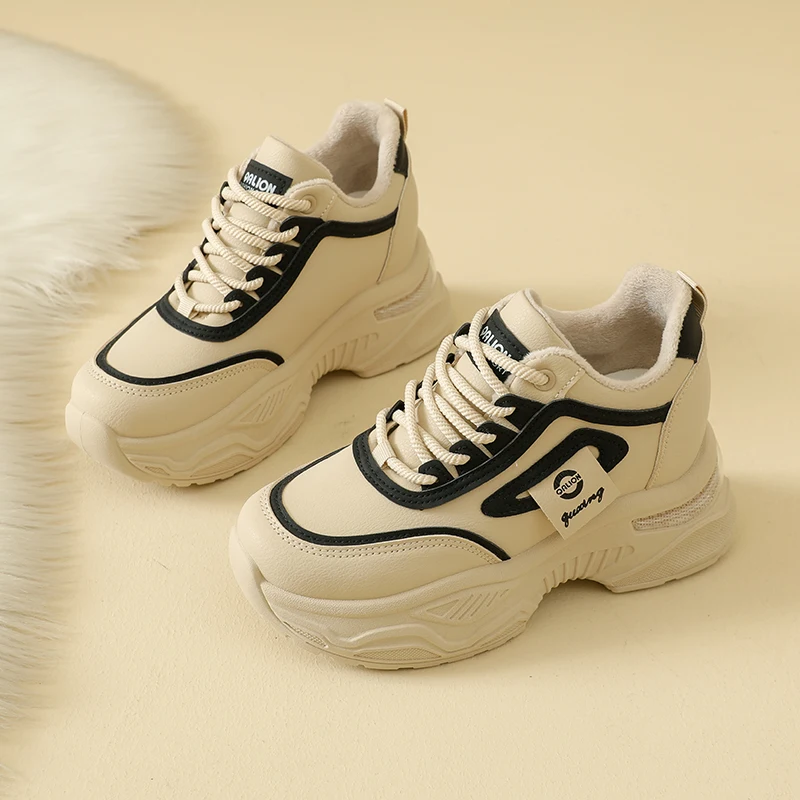 Winter fleece-lined warm dad sneakers for women, slip-resistant and wear-resistant, fashionable and versatile, HT888-1