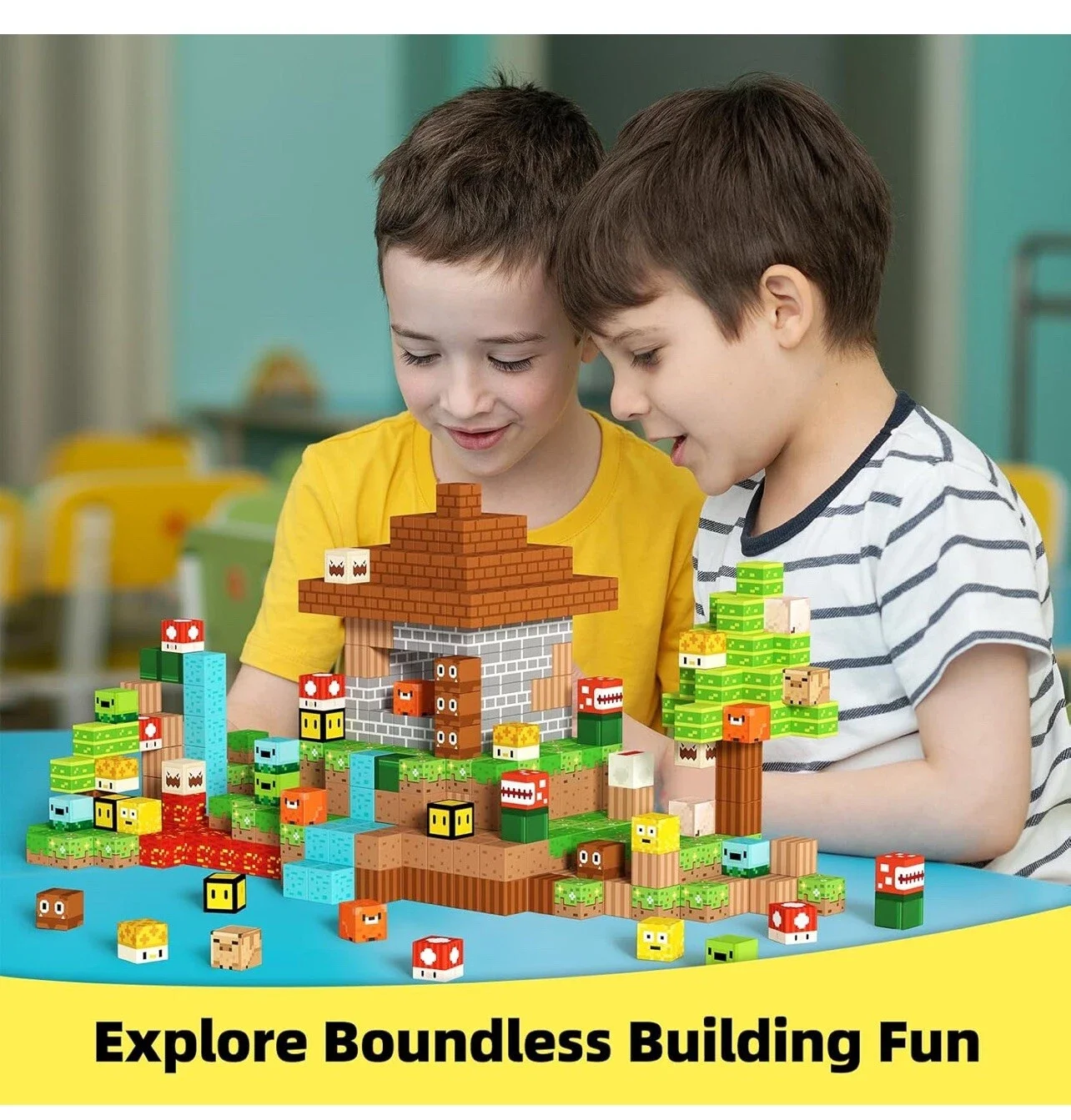 1 шт. случайные 100 шт. 2025 магнитных блоков. Яркие цвета, свободное здание для STEM-строительных игровых навыков. Качественный праздничный подарок.