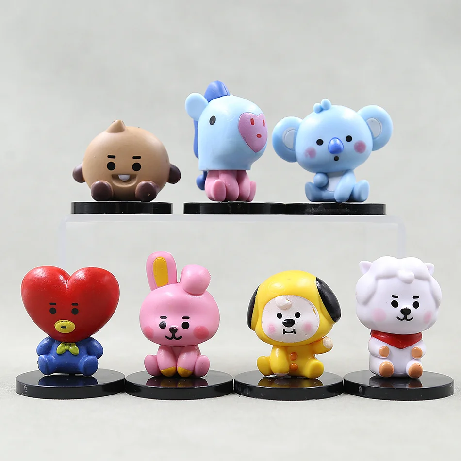 BT21 6cm 7pcs figure korea pop kpop mini figure bts Bt21 koya Model Creative Desktop Accessories Toy Children\'s Birthday Gift