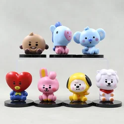 Kpop-子供向けのミニチュアアクションフィギュア,bt21 koyaモデル,6cm, 7ユニット,韓国のポップ,クリエイティブなおもちゃ,誕生日プレゼント