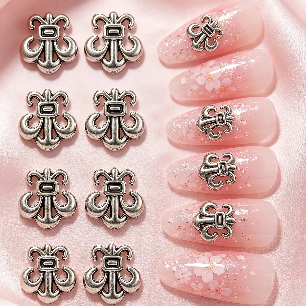50 Pieces of Vintage Punk-Style Alloy Cross Nail Art Decorations, Three-Dimensional Y2K Metal Nail Ornaments, High-End Exquisite DIY Nail Supplies