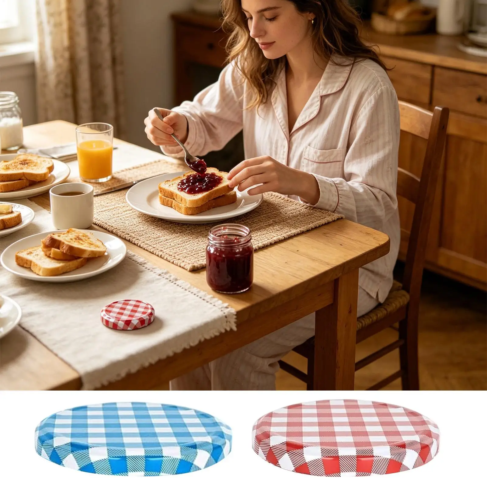 Canning Jar Lids 50 Piece Metal Reusable Leak Proof Caps 85mm Leakproof Replacement Caps For Jams Coffee Tea Fruits Food Oats