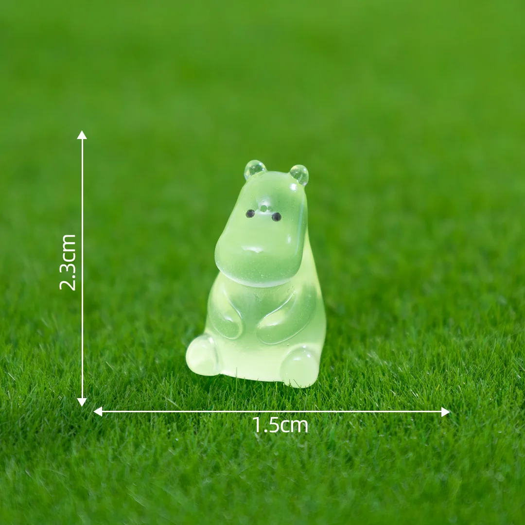 10/20/50 قطعة صغيرة الراتنج فرس النهر توهج في الظلام مضيئة مصغرة فرس النهر شخصيات حيوانات صغيرة DIY بها بنفسك الجنية Garde الديكور #5