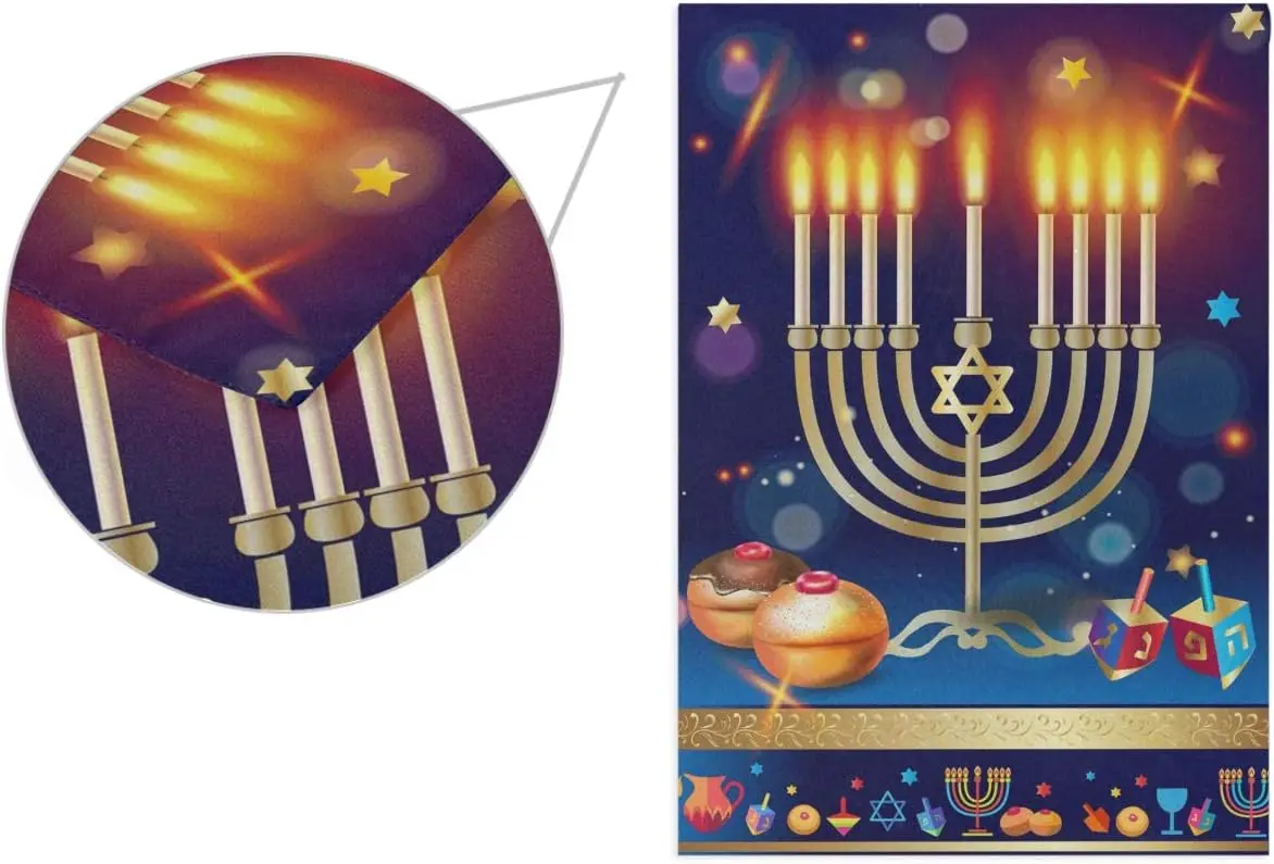 Pfrewn Happy Hanukkah Garden Flags 12 x 18 Double Sided Chanukah Menorah Candles Donuts Star Yard House Flag Winter Holiday  uui