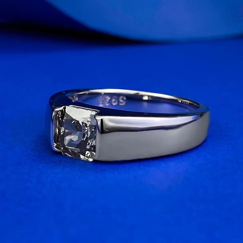 Solitaire Lab Black Diamond Ring 100% Real 925 Sterling Silver Party Wedding Band Rings for Women Men Engagement Promise Jewelry