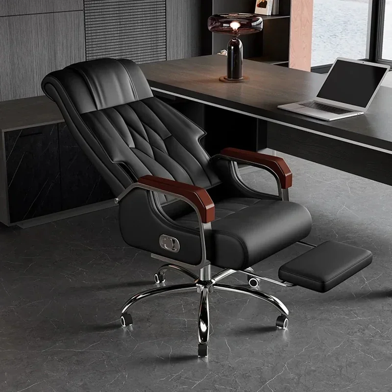

Adjustable office chair with wheels, for home use. seat backrest replaceable. casters are made of leather and can rotate. Black
