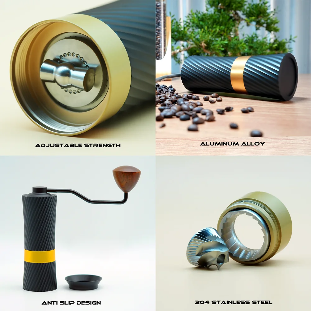 1Pc Manual Coffee Grinder/Grinding Machine/Sharp Alloy Blade/190mm Extended Rust-proof Joystick with Anti-overflow Ring