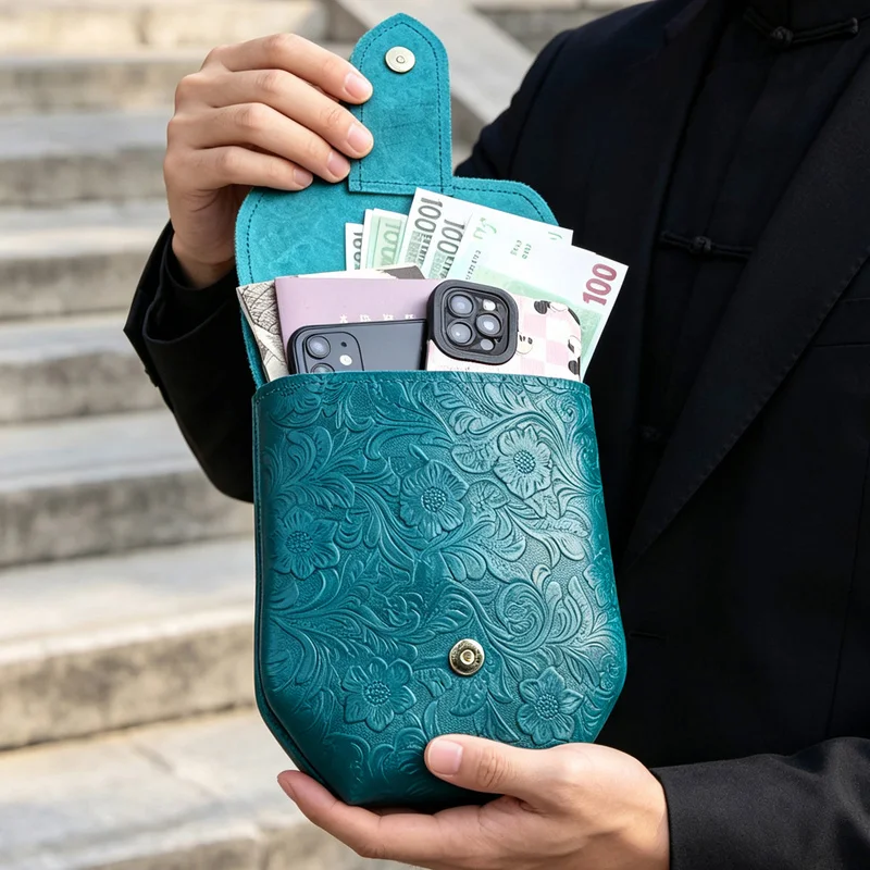 Casual High-Quality First Layer Cowhide Men'S Waist Pack Phone Organizer Handmade Genuine Leather Fanny Belt Bag