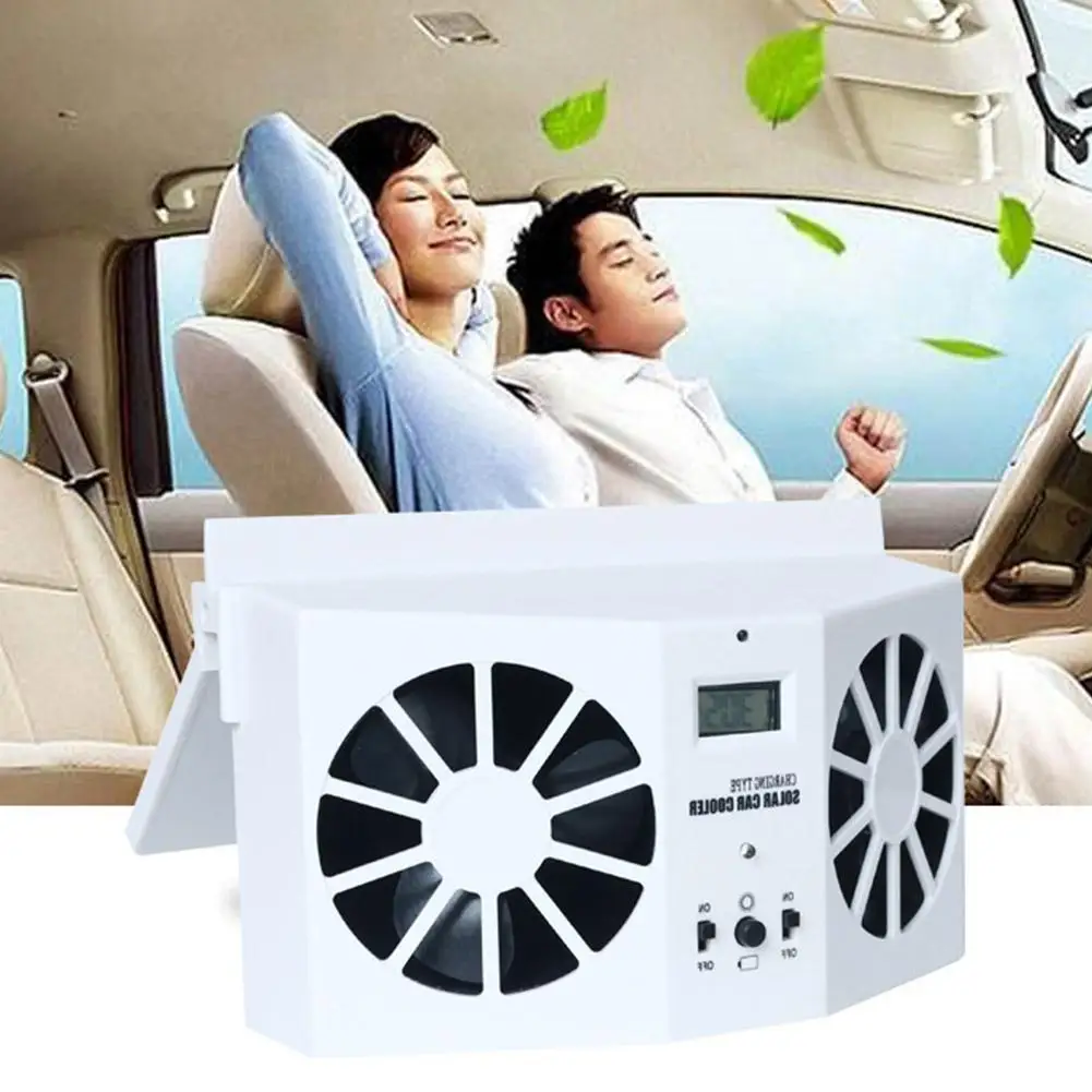 Car Auto Air Vent Cool Fan Solar Sun Power Portable Cooler Radiato with Display Ventilation System Without Battery Radiator Fan