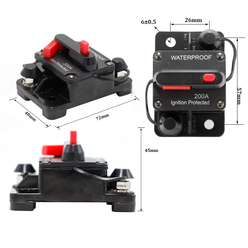 Manual Reset Residual Current Plastic Waterproof Circuit Breaker 60A 12V DC for Boat Truck Audio/Video Trolling Motor-Dongguan