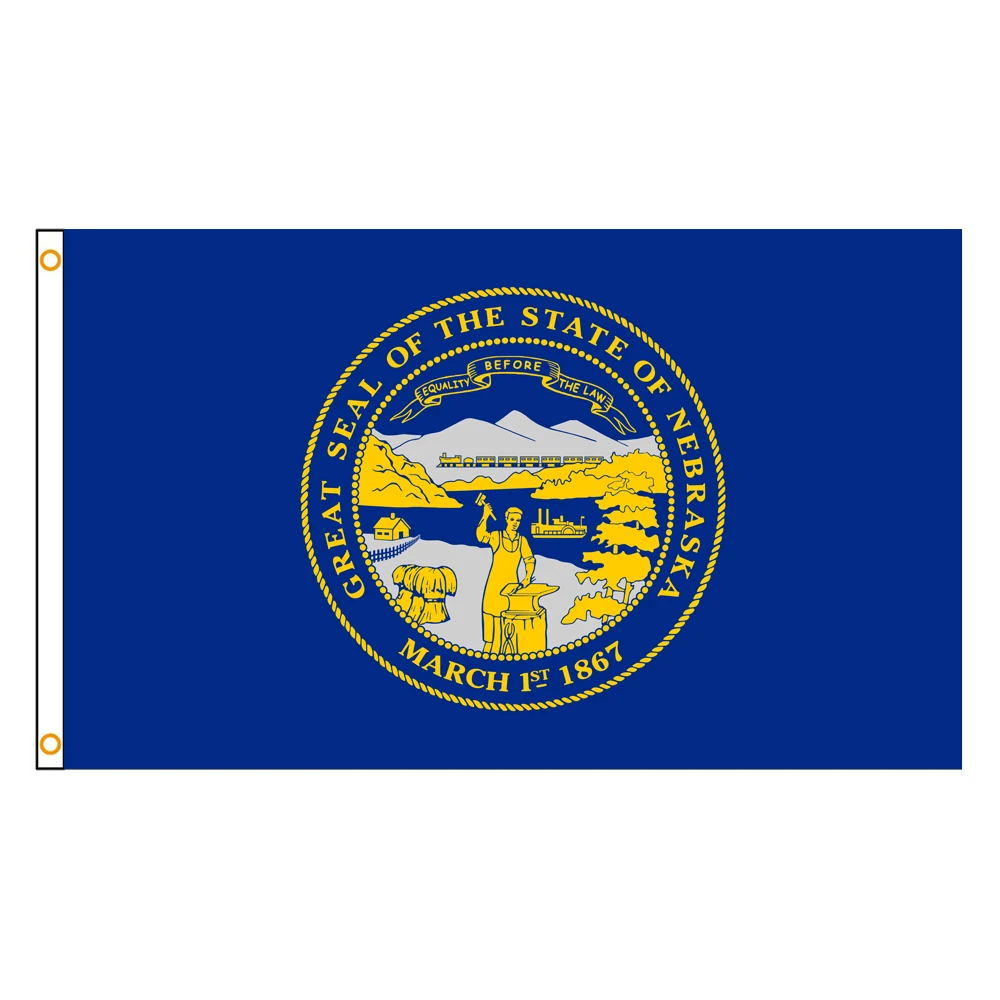 3×5Ft Nebraska Emblem Flag Polyester Printed Banner US state Tapestry For Decor