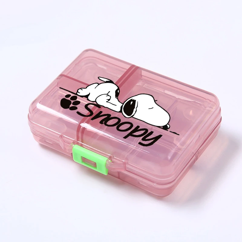 Portable Snoopy Anime Pill Box Case Large Capacity Kawaii A Week Organizer Travel Outdoor Tablets Vitamins Container Storage Box