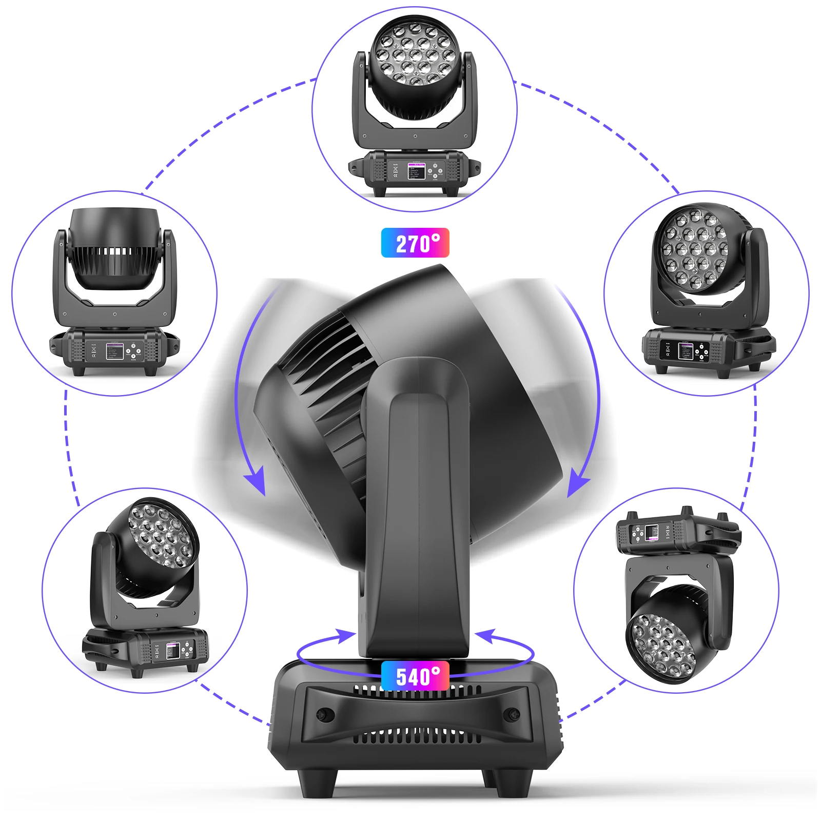 Yiflamefly Moving Head Lichter mit 19PCS 15W 4-in-1 LED DMX512 Bühnenlicht für DJ Karaoke Dance Hall KTV Disco Bar Bühnenbeleuchtung