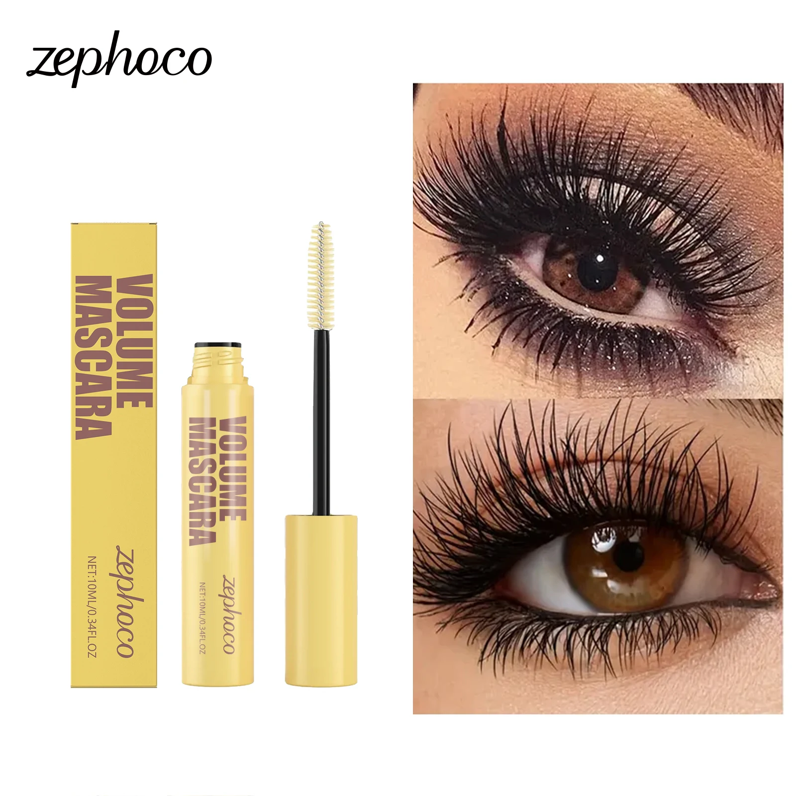 Máscara de volumen para alargar pestañas, extensión de pestañas duradera, resistente al agua, pestañas naturales, mejora los ojos, cosmético