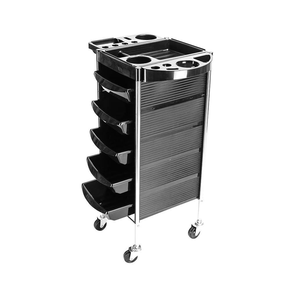 Black Storage Trolley para Cabeleireiro, Beleza, YC-Q7, 5 Tiers