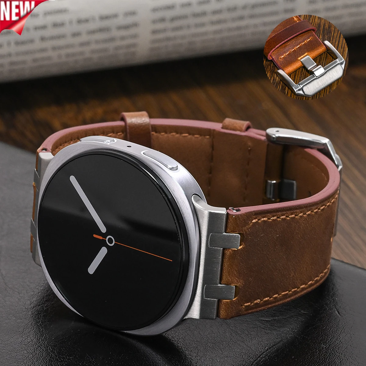 Exquisites Lederarmband für Samsung Galaxy Watch 8, Armband mit 44/40 mm Metallschnalle, Armband Correa für Samsung Galaxy 8classic 46 mm