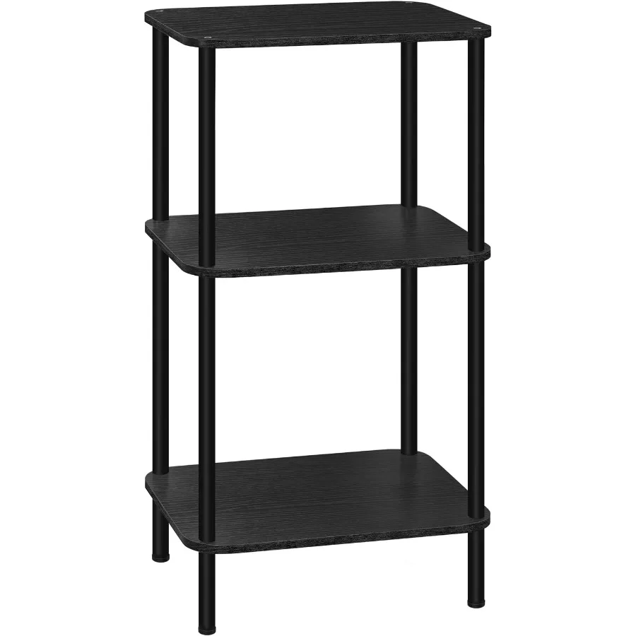 3 Tier Small End Table Tall Telephone Table with Storage Shelves Black Sidetable for Small Spaces Tall Night Stand Table for Be