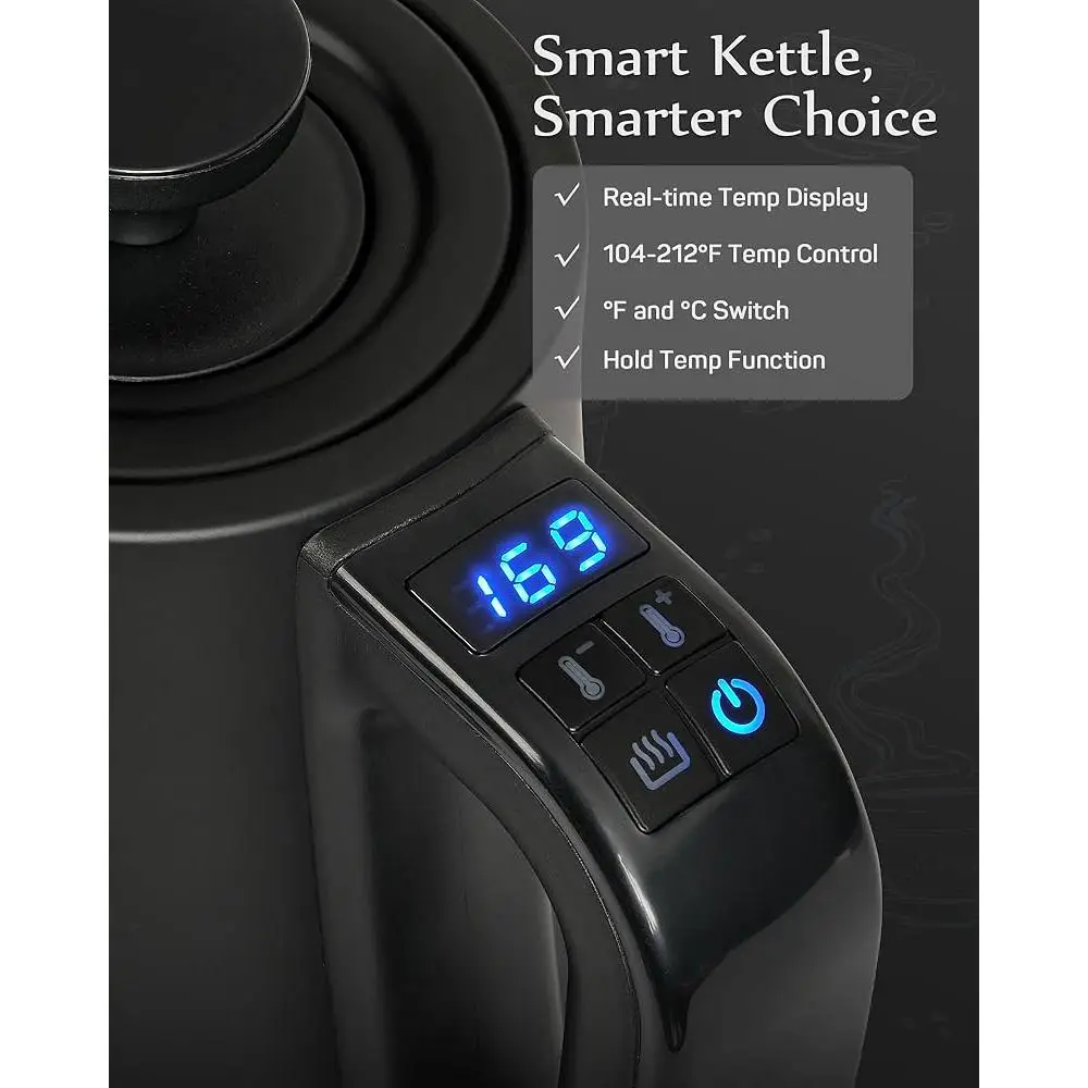 Chaleira elétrica pescoço de ganso com controle de temperatura despeje sobre café e chá 304 aço inoxidável ferver rapidamente desligamento automático